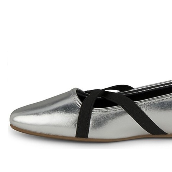 RACHEL Rachel Roy Calm Square Toe Silver Black Ballet Flats Size 11 LIKE NEW - Picture 2 of 9
